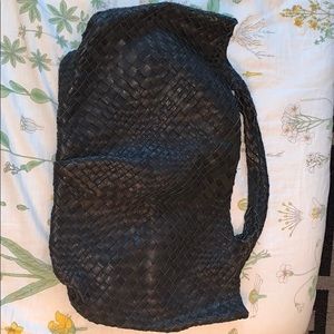 Women’s Black Woven Leather Bag